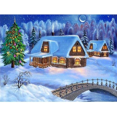 Diamond Painting Kerstmis Huis Met Sneeuwpakket