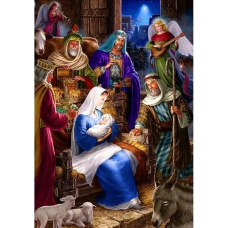 Diamond Painting Geboorte Van Jezus Met Geschenken