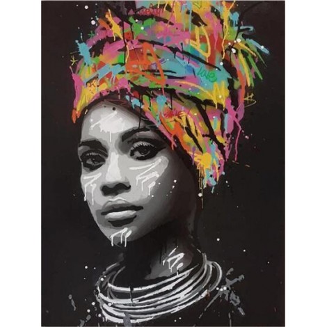 Diamond Painting Afrikaanse vrouw met ringen om haar nek