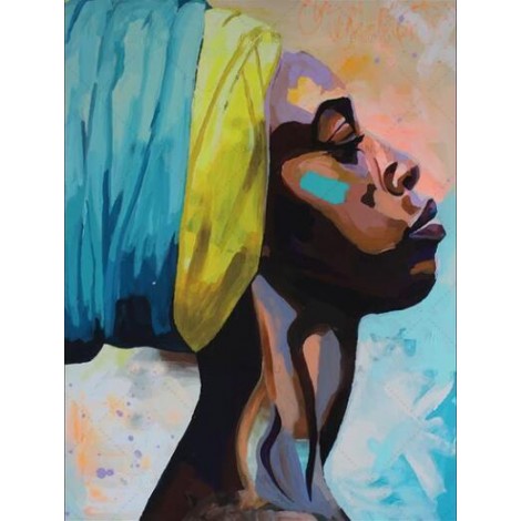 Diamond Painting Afrikaanse vrouw met een doek in het haar