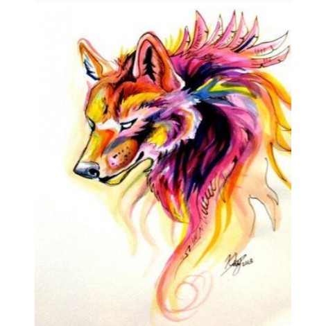 Diamond painting Gekleurde Wolf
