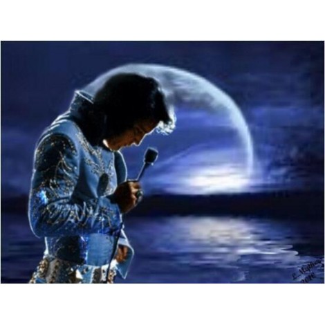 Diamond Painting Elvis Presley voor de maan
